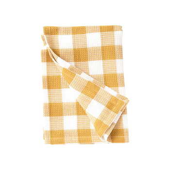 Visuel 1 du produit Torchon vichy blanc et jaune en coton - 70 x 50 cm