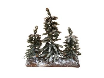 Visuel 1 du produit Sapins verts enneigés avec LED - 28 x 10 x 30 cm