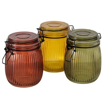 Visuel 1 du produit Bocal de stockage en verre laqué coloré 750 ml Zenda - Ø 11 x H 14 cm