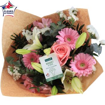 Visuel 1 du produit Bouquet de fleurs Fête des Mères lys blancs 100% Fleurs de France - 17 tiges (bouquet droit)