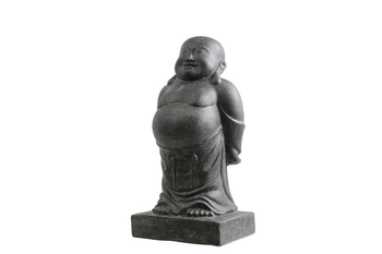 Visuel 1 du produit Décoration pour jardin aquatique coloris noir en pierre reconstituée figurine moine debout obèse avec grande base SEDA - 80 cm