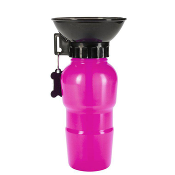 Visuel 1 du produit Gourde avec bol intégré rose pour chien Wouapy - 500 ml