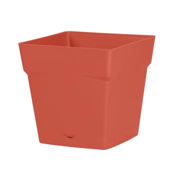 Visuel 1 du produit Pot carré en plastique coloris terre battue EDA Toscane - 24,8 x 24,8 x 24,6 cm