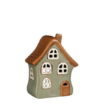 Visuel 1 du produit Photophore forme maison en grès gris - 10 x 6,5 x 12,5 cm