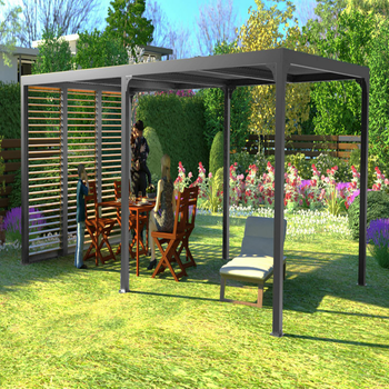 Visuel 1 du produit Pergola bioclimatique coloris gris en aluminium - 3,6 x 3 m