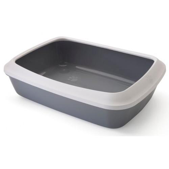 Visuel 1 du produit Bac à litière Iriz avec rebords coloris gris - 42x31x12,5 cm