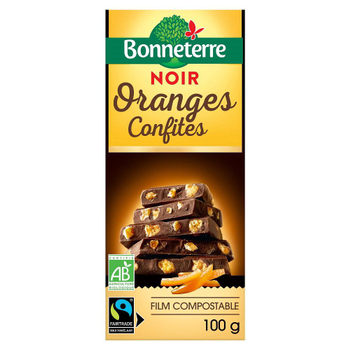 Visuel 1 du produit Chocolat noir oranges confites 100 g BONNETERRE