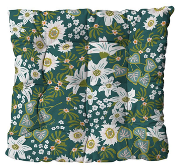 Visuel 1 du produit Assise de fauteuil matelassée en polyester/coton fleuri vert Cap Elégantes - 46 x 46 x 9 cm