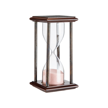 Visuel 1 du produit Sablier vintage en verre et bois noir avec sable rose - 7,5 x 7,5 x 15 cm