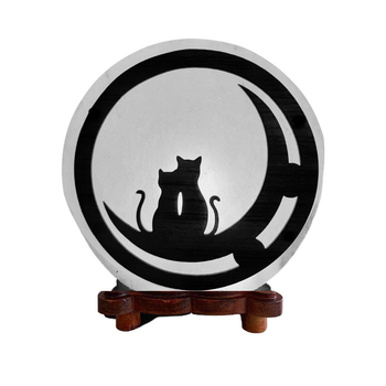 Visuel 1 du produit Lampe ronde chats coloris blanc au sel de l'himalaya