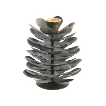 Visuel 1 du produit Bougeoir pomme de pin en métal vert - Ø 11 x H 13 cm