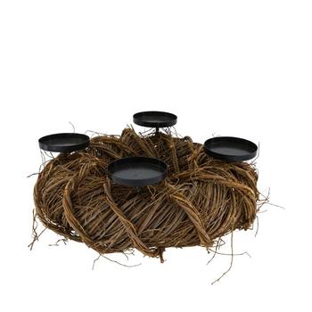 Visuel 1 du produit Bougeoir rond en bois de saule brun - Ø 35 x H 13,5 cm