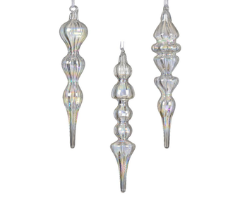 Visuel 1 du produit Ornement en verre finition transparente irisée - Ø 3,8 x H 18 cm