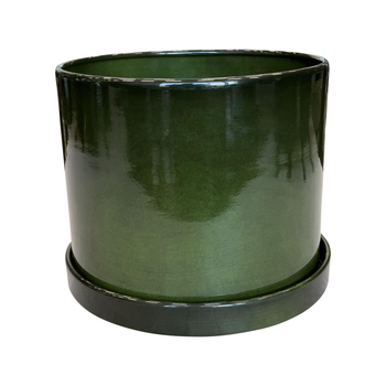 Visuel 1 du produit Soucoupe pour pot cylindrique coloris vert en métal recyclé - 28,5 x 28,5 x 3,5 cm