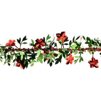 Visuel 1 du produit Guirlande de sapin hellébore feuillage coloris rouge et vert en plastique - Ø 90 mm x 2 m