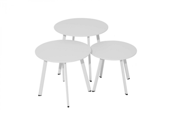 Visuel 1 du produit Table d'appoint ronde en acier époxy blanc - PROLOISIRS Massai - Ø50 cm