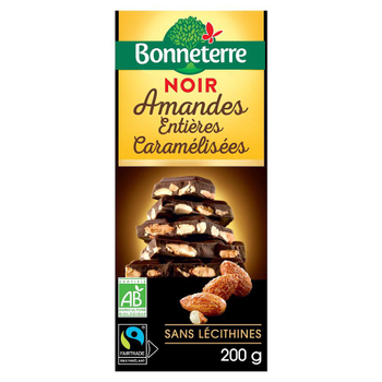 Visuel 1 du produit Chocolat noir amandes caramélisées 200 g BONNETERRE