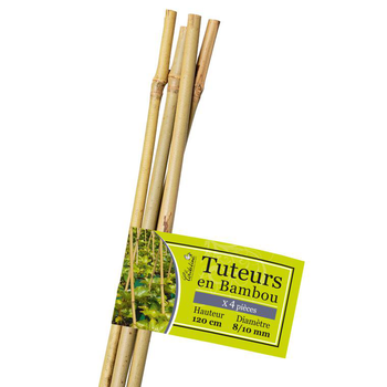 Visuel 1 du produit Lot de 4 tuteurs coloris bois en bambou - 120 cm
