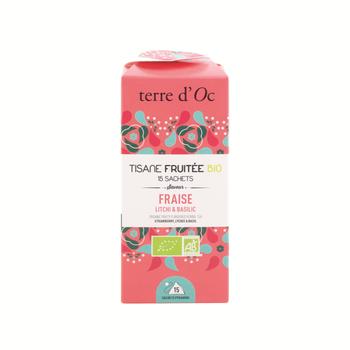 Visuel 1 du produit Tisane bio fruitée fraise litchi basilic Terre d’Oc - 15 infusettes