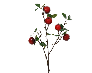 Visuel 1 du produit Tige artificielle avec pommes rouges en mousse et feuilles vertes - H 60 cm