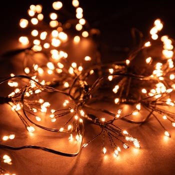 Visuel 1 du produit Guirlande lumineuse de Noël bouquets micro LED cuivre câble noir intérieur - L 4,5 m x Ø 11 cm