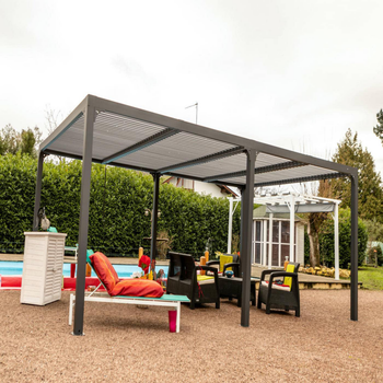 Visuel 1 du produit Pergola bioclimatique coloris gris en aluminium - 3,6 x 5,98 m