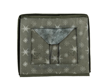 Visuel 1 du produit Boîte pour rangement de boules en polyester vert avec flocons blancs taille L - 32 x 26,5 x 26,5 cm