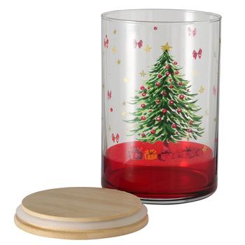 Visuel 1 du produit Verre de stockage en verre transparent à motif sapin laqué Joyful grand modèle - Ø 10 x H 15 cm
