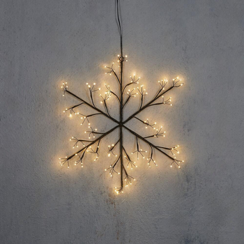 Visuel 1 du produit Flocon lumineux câble noir 150 LED blanc chaud - Ø 40 cm