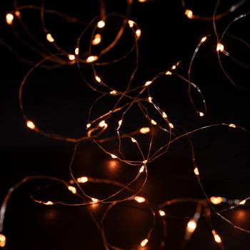 Visuel 1 du produit Guirlande lumineuse de Noël micro LED grappe blanc chaud câble argent intérieur extérieur à piles - 6 m