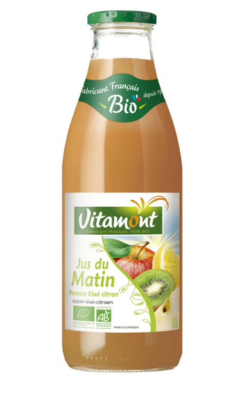 Visuel 1 du produit Jus du Matin pomme kiwi citron Bio en bouteille de verre Vitamont - 1 litre