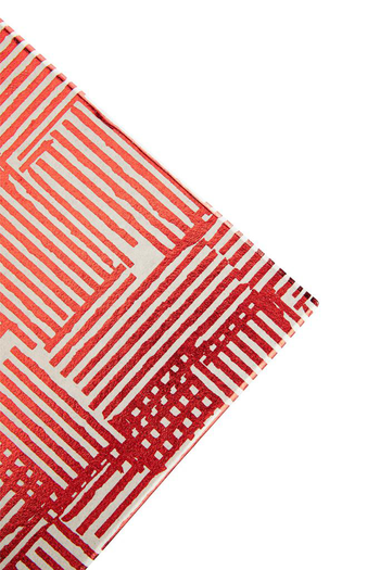 Visuel 1 du produit Boîte carrée en papier métallisé rouge à motif rayures - 21 x 9,5 cm