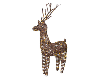 Visuel 1 du produit Renne marron lumineux en résine à 360 micro-LED blanc orangé pour extérieur - 104 cm