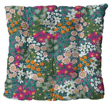 Visuel 1 du produit Assise de fauteuil matelassée en polyester/coton fleuri multicolore Cap La Petite Fleuriste - 46 x 46 x 9 cm