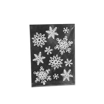 Visuel 1 du produit Décoration de Noël stickers floqués flocons de neige en PVC coloris blanc x 11 - 28,5 x 40 cm
