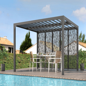 Visuel 1 du produit Pergola bioclimatique coloris gris en aluminium - 3,6 x 3 m