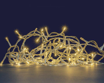 Visuel 1 du produit Guirlande lumineuse à 48 LED blanc chaud et câble argent avec timer Flicker Light® sur piles - 6 m