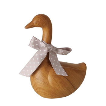 Visuel 1 du produit Figurine oie en poterie marron et polyester Wilhelmy grand modèle - 12,5 x 8 x16,5 cm