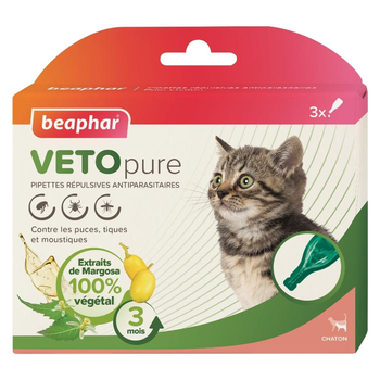 Visuel 1 du produit Pipettes antiparasitaires pour le chaton VETOpure Beaphar – 3 x 0,4 ml