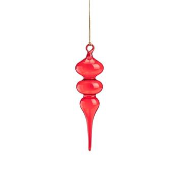 Visuel 1 du produit Suspension forme goutte en verre rouge transparent - Ø 6  x H 23 cm