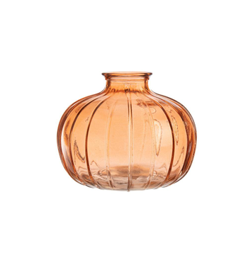 Visuel 1 du produit Vase citrouille coloris orange en verre – 10,7 x 10,7 x 9 cm (produit vendu à l'unité, livré aléatoirement parmi deux coloris)