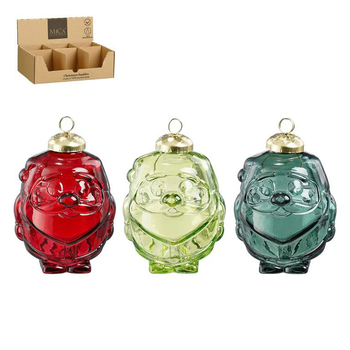 Visuel 1 du produit Décoration à suspendre forme Père Noël en verre recyclé coloré  - Ø 7 x H 10 cm