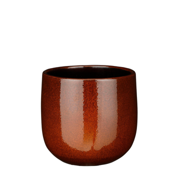 Visuel 1 du produit Pablo pot rond coloris marron en céramique - Ø 21 x 19 cm