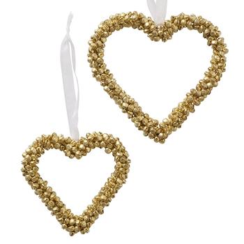 Visuel 1 du produit Pendentif décoratif cœur en métal or Glöckchen grand modèle - 16 x 2 x 15 cm
