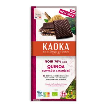 Visuel 1 du produit Chocolat noir bio 70% cacao au quinoa soufflé caramélisé Kaoka - 100 g