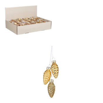 Visuel 1 du produit Décoration à suspendre 3 pommes de pin or - Ø 3 x H 6 cm