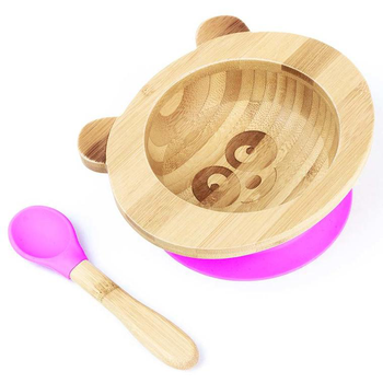 Visuel 1 du produit Set de repas pour bébé coloris rose en bambou et silicone Cap Bambou - 190 g