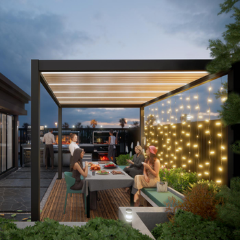 Visuel 1 du produit Pergola Summer autoportée motorisée coloris gris en aluminium - 6 x 4 m