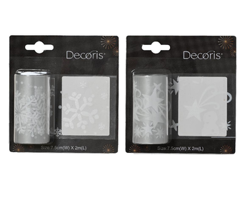 Visuel 1 du produit Vitrophanie électrostatique et ruban à motifs assortis blanc - 200 x 7,5 cm