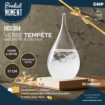 Visuel 1 du produit Verre tempête baromètre à cristaux - H 17 cm